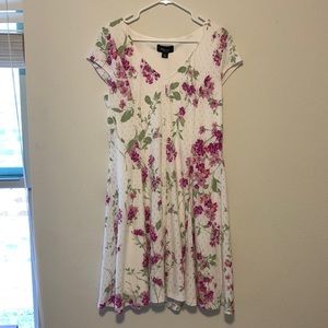 RN Studio by Ronni Nicole White Floral A-Line Above Knee Cap Sleeve Dress